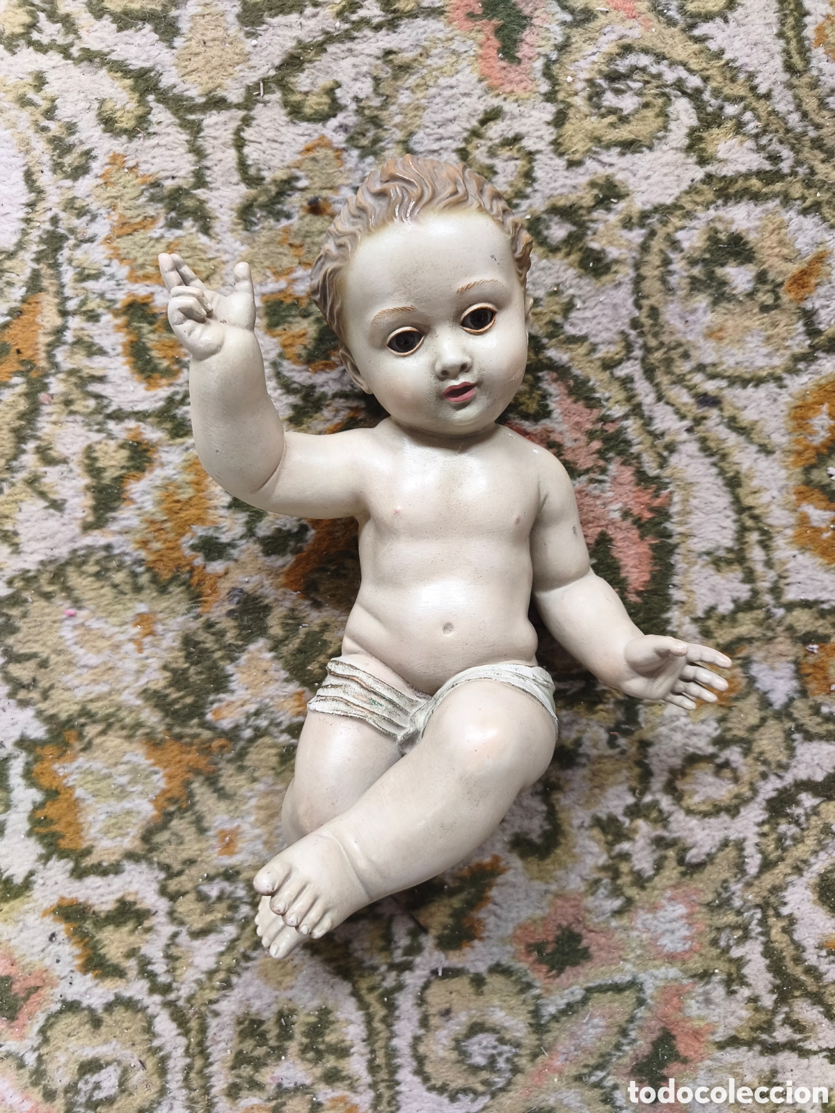Antig&uuml;edades: Antiguo Ni&ntilde;o Jes&uacute;s de Cuna - Escuela de Olot (Ojos de cristal)