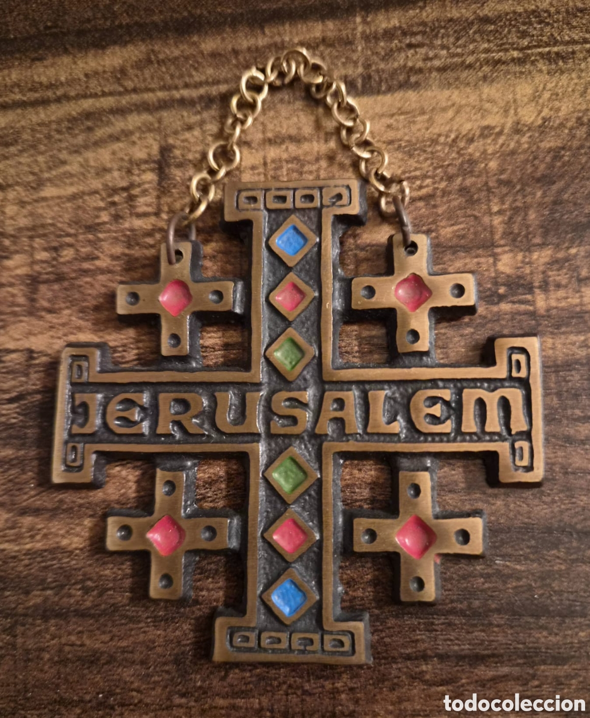 Antig&uuml;edades: Cruz de Jerusal&eacute;n Vintage en Bronce &ndash; Colgante de Pared / Colecci&oacute;n Sacra