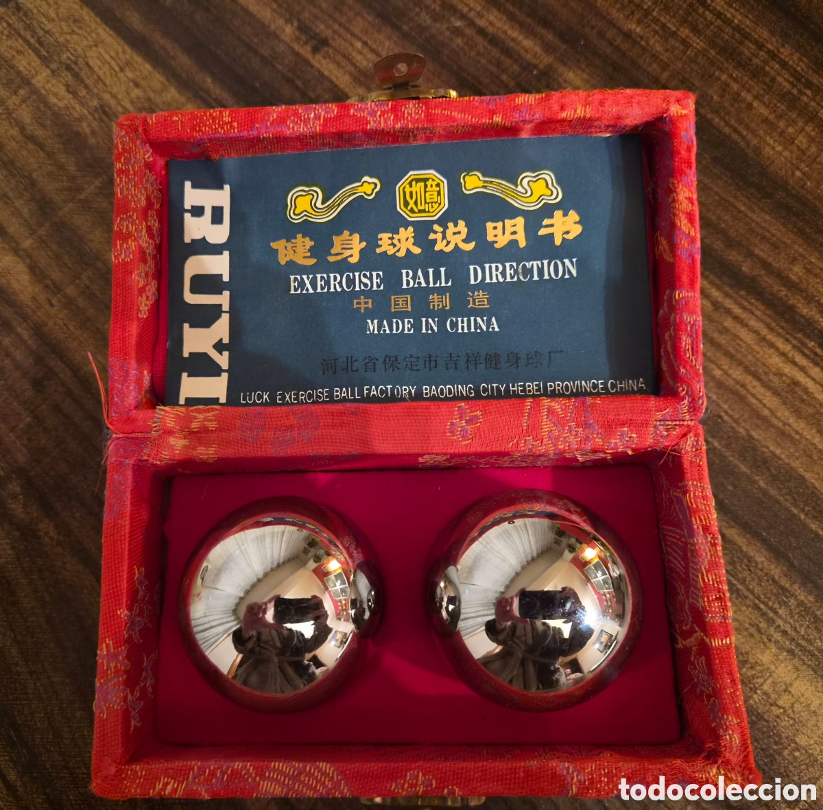 Antig&uuml;edades: Antiguo Juego de Bolas Chinas de Salud Baoding &rdquo;RUYI&rdquo; - En Su Estuche Vintage Original - NUEVAS