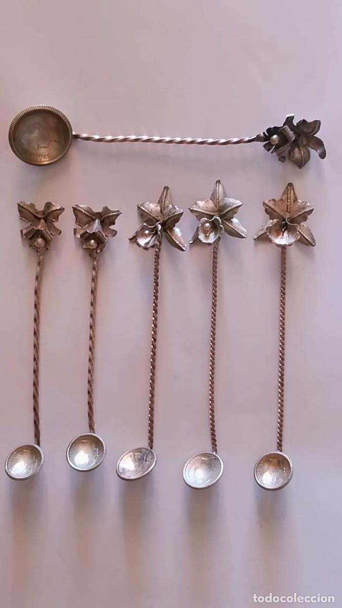 Antig&uuml;edades: Juego de 6 cucharillas cocteleras / de aperitivo o caf&eacute; plata de Ley