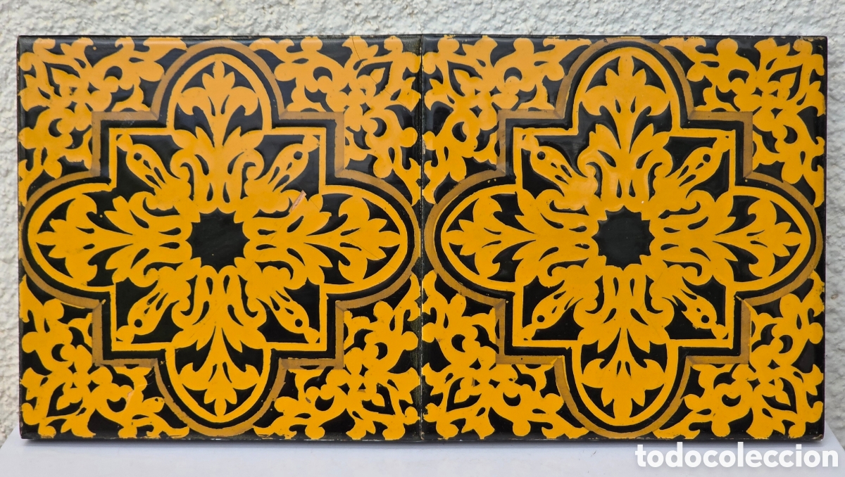 Antiguidades: Pareja Antiguos Azulejos Baldosas Hidr&aacute;ulicas - Cer&aacute;mica Vidriada - Decoraci&oacute;n R&uacute;stica