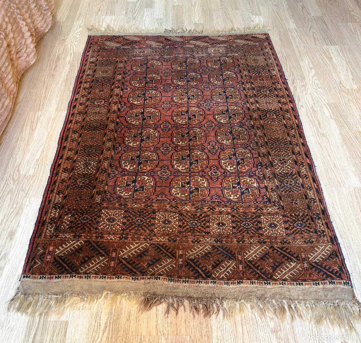 Antig&uuml;edades: ALFOMBRA TURCOMANA TURKOMAN TIPO BUKHARA MAURI ORIENTAL HECHA A MANO LANA CALIDAD 160CM X 110CM FINA