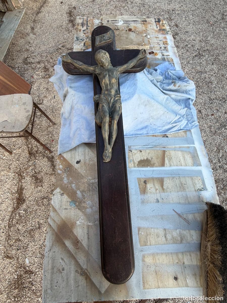 Antig&uuml;edades: Crucifijo pared madera y bronce - Foto 4