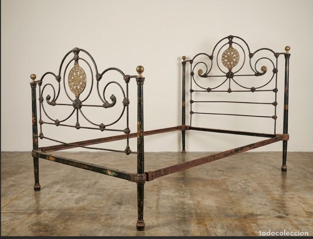 Antig&uuml;edades: Cama antigua hierro bronce