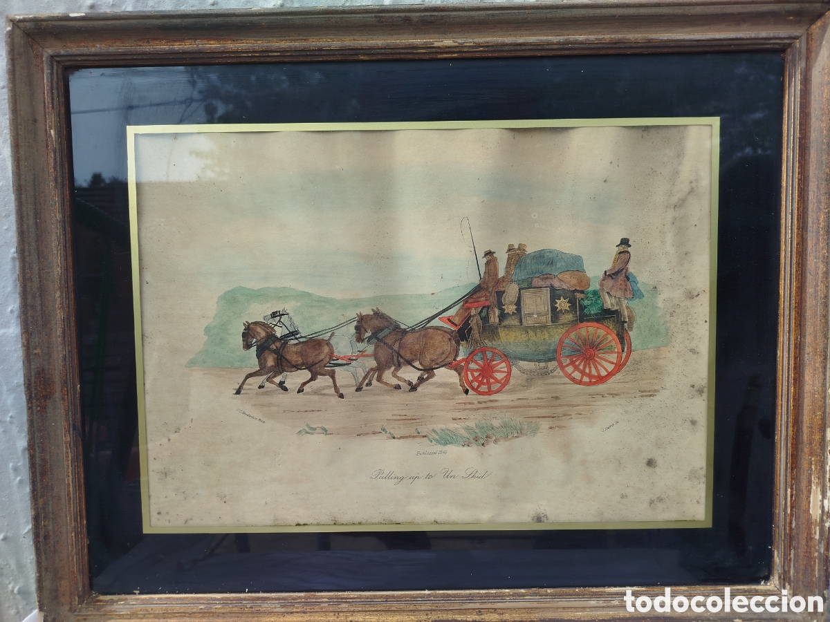 Antig&uuml;edades: Grabado Antiguo &rdquo;Pulling up to Un-Skid&rdquo; - Charles Cooper Henderson (Fores's Coaching Recollections)