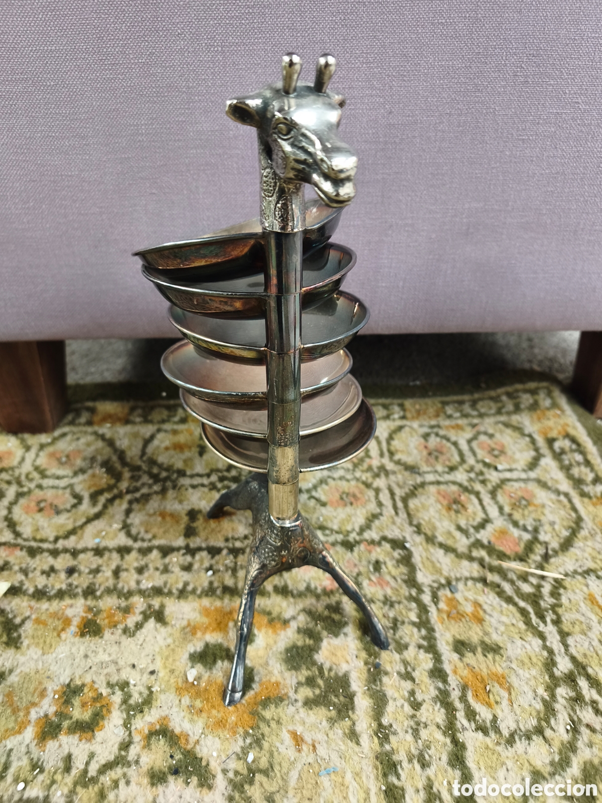 Antig&uuml;edades: Entremesero / Platera Vintage Forma de Jirafa (Metal Plateado, A&ntilde;os 60)