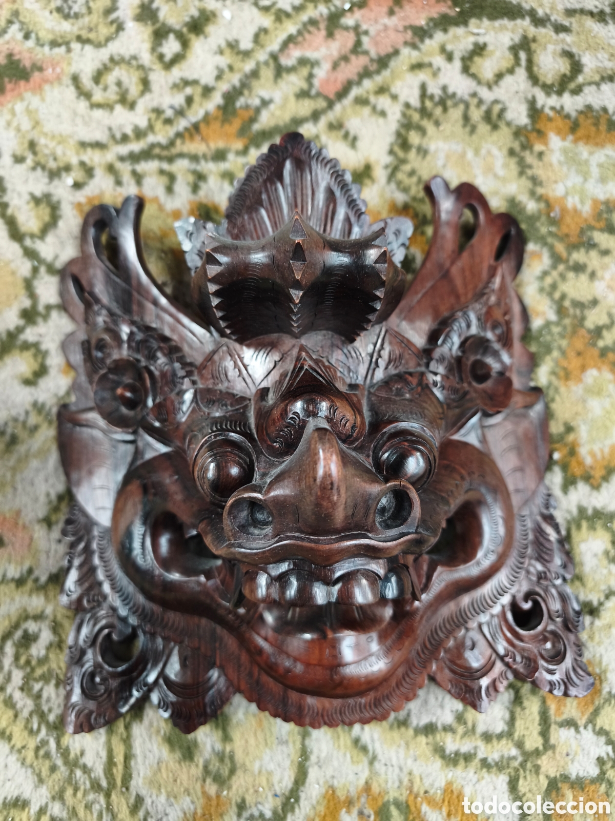 Antig&uuml;edades: M&aacute;scara Balinesa Barong de Madera Tallada a Mano - Arte de Bali