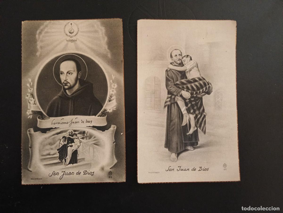 Antig&uuml;edades: 2 ANTIGUAS POSTALES RELIGIOSAS ( ESTAMPAS) SIN CIRCULAR SAN JUAN DE DIOS - EDITA CASA BA&Ntilde;ERES