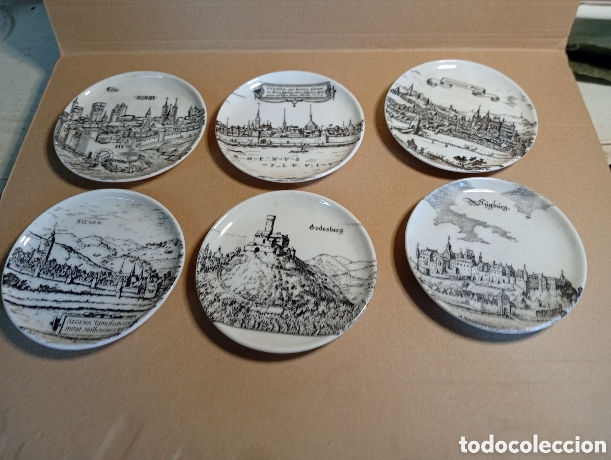 Antig&uuml;edades: Lote de seis platitos porcelana