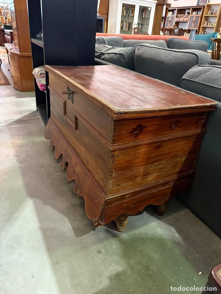 Antig&uuml;edades: BA&Uacute;L DE MADERA RESTAURADO - Foto 5