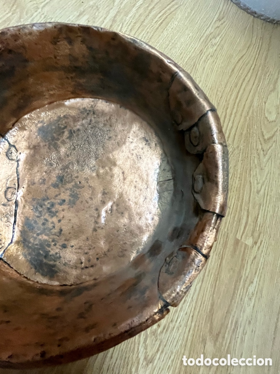 Antig&uuml;edades: Cazo antiguo de cobre (aram) con mango largo - Foto 3