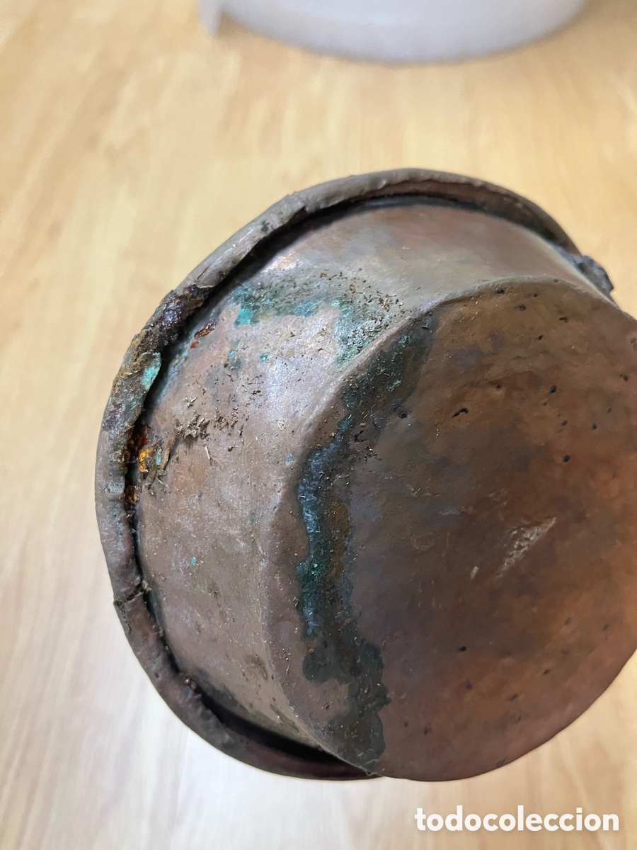 Antig&uuml;edades: Cazo antiguo de cobre con mango largo - Foto 8