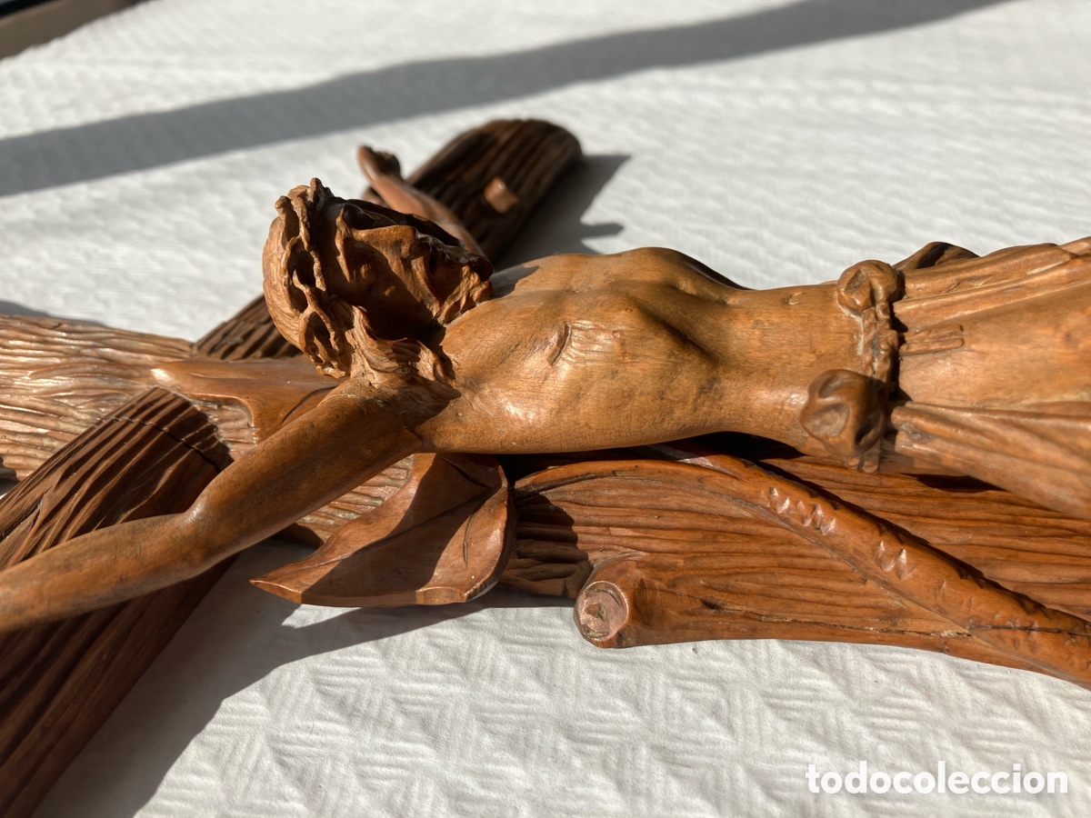 Antiquit&eacute;s: Antigua talla cruz/ crucifijo / cristo madera de boj