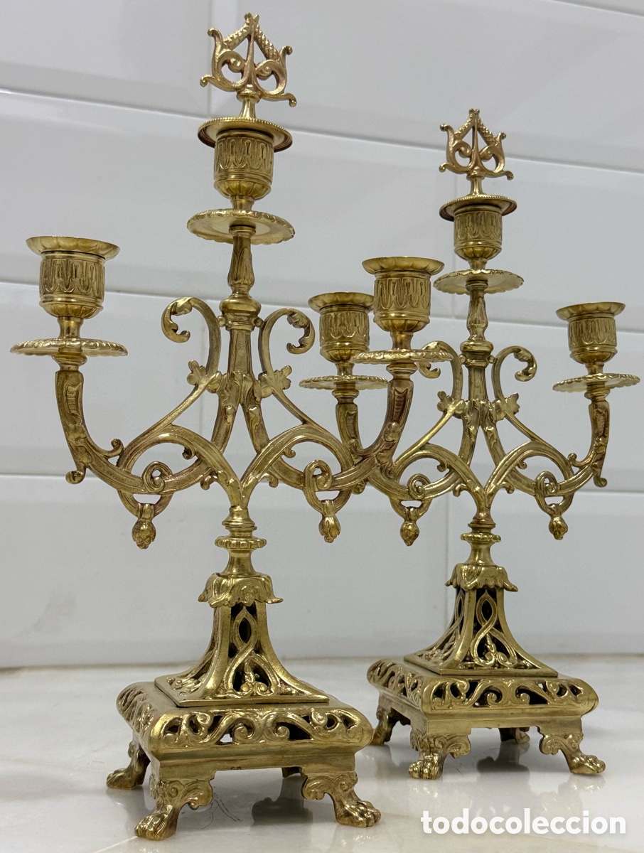 Antig&uuml;edades: ANTIGUOS CANDELABROS BRONCE FRANCIA SIGLO XIX