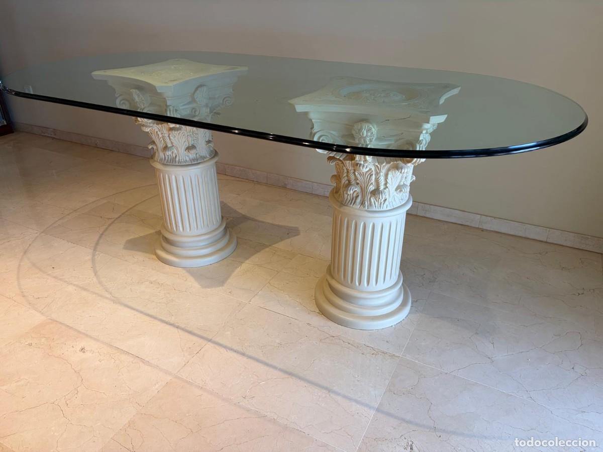 Antig&uuml;edades: Espectacular Conjunto Comedor y Centro Estilo Cl&aacute;sico - Columnas Griegas y Cristal