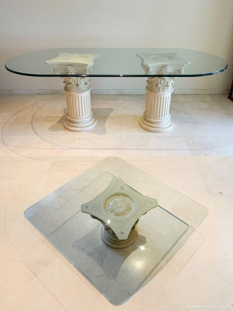 Antig&uuml;edades: Espectacular Conjunto Comedor y Centro Estilo Cl&aacute;sico - Columnas Griegas y Cristal