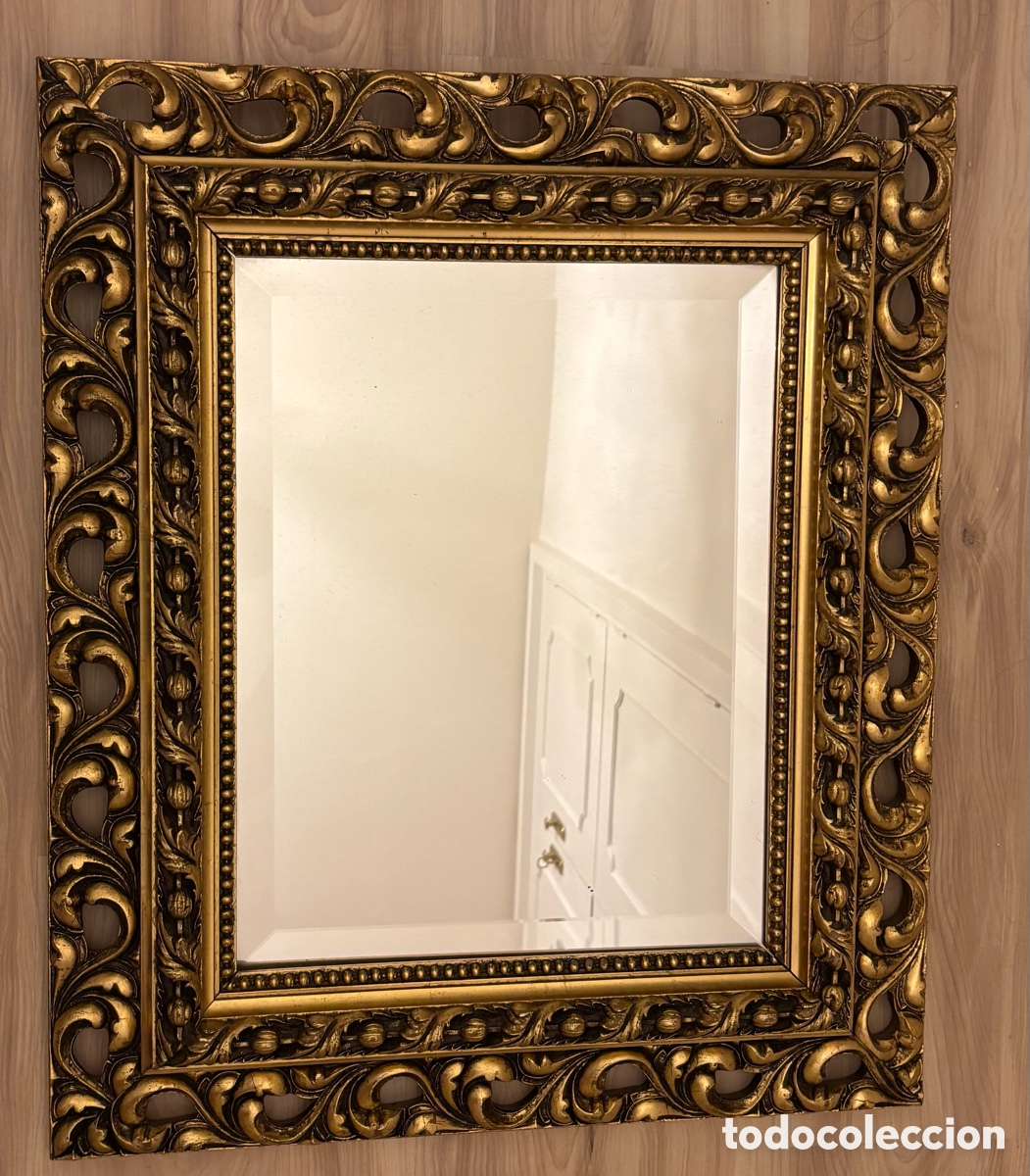 Antig&uuml;edades: Espejo rectangular dorado
