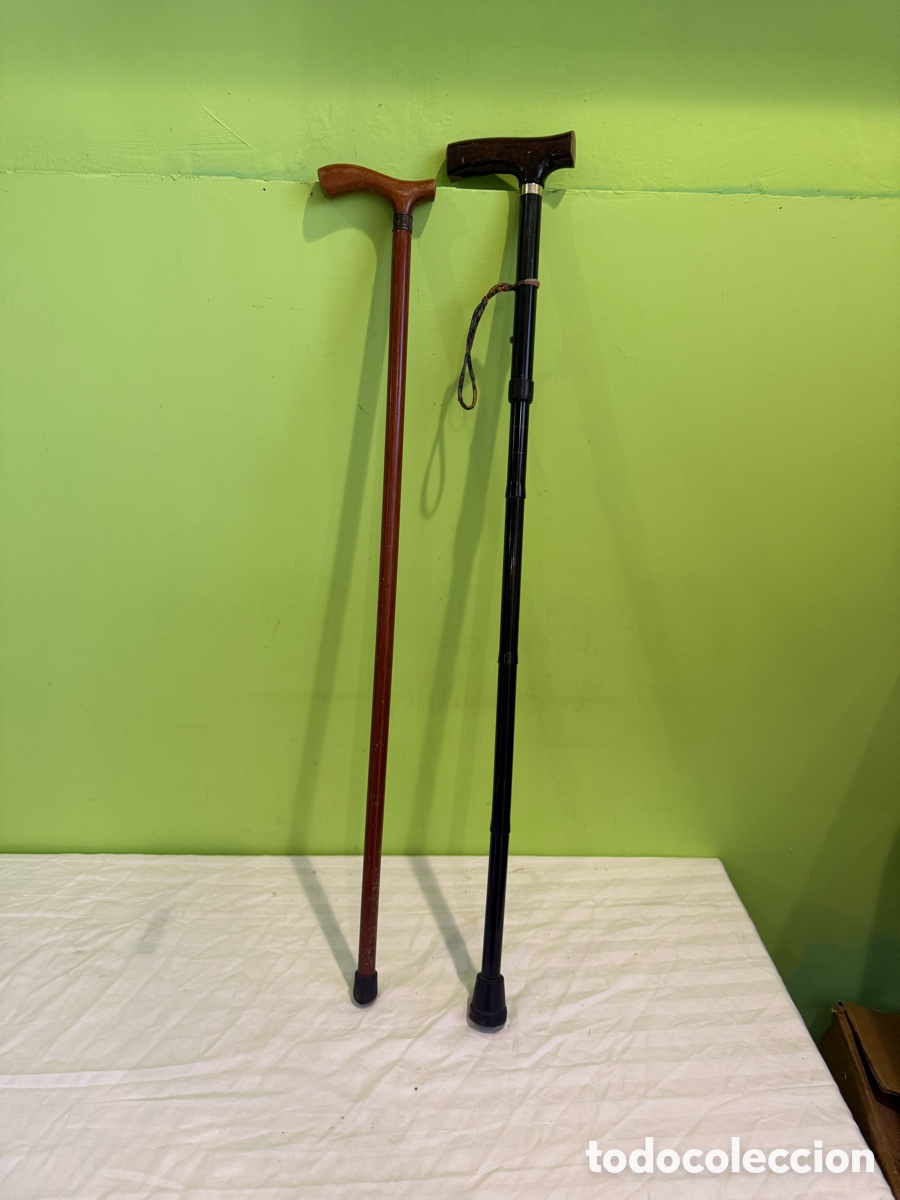 Antig&uuml;edades: Lote de 2 bastones de paseo &ndash; Madera y metal desmontable &ndash; Siglo XX