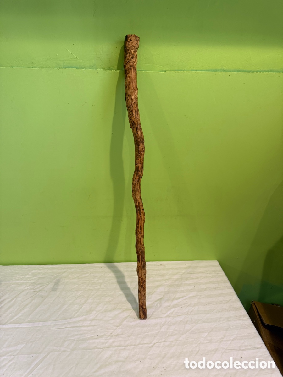 Antig&uuml;edades: Antiguo bast&oacute;n r&uacute;stico de madera natural &ndash; Artesan&iacute;a popular &ndash; Siglo XX