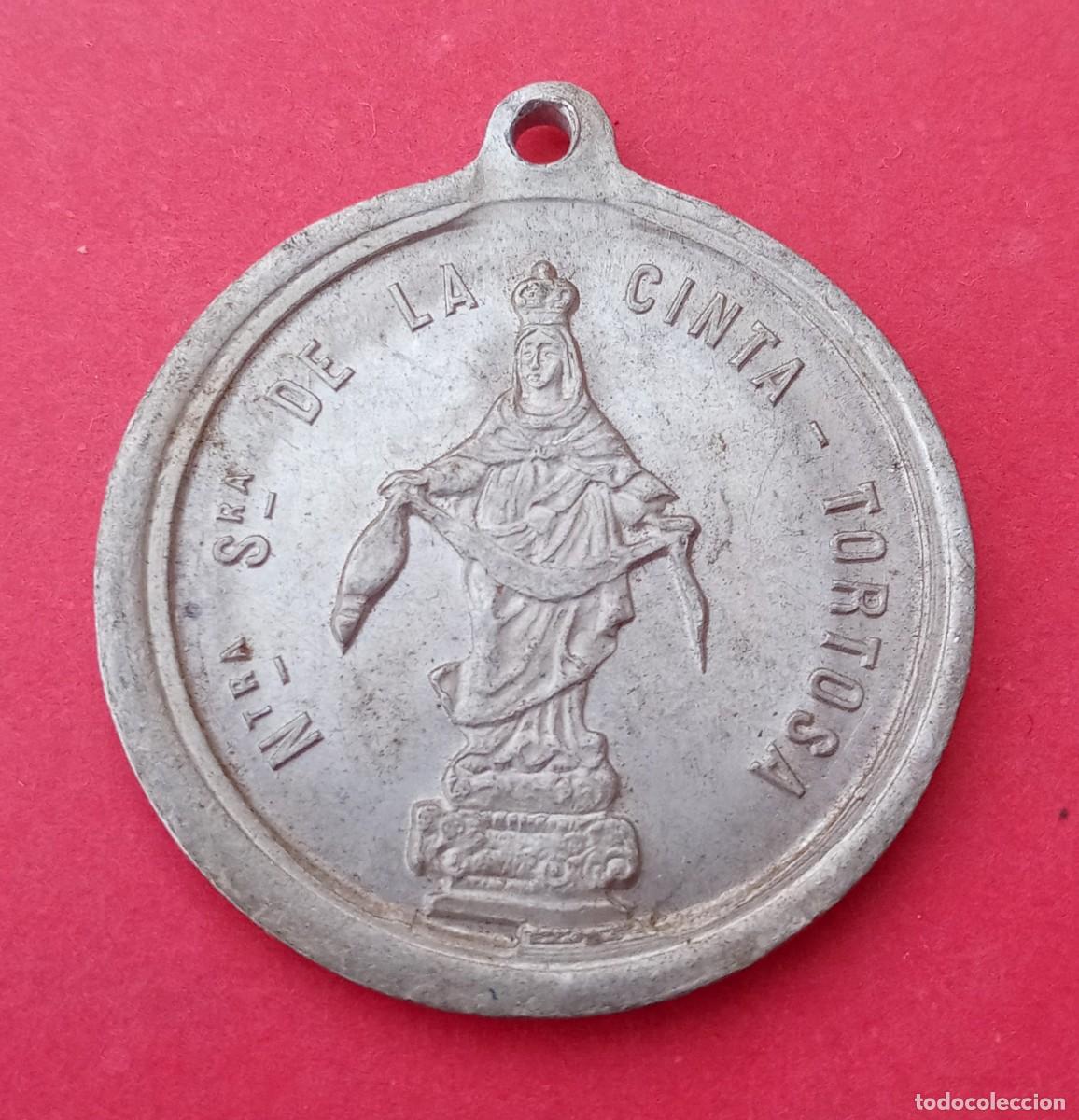 Antig&uuml;edades: Medalla Antigua Virgen de la Cinta y Sagrado Coraz&oacute;n de Jes&uacute;s. Tortosa. Tarragona.