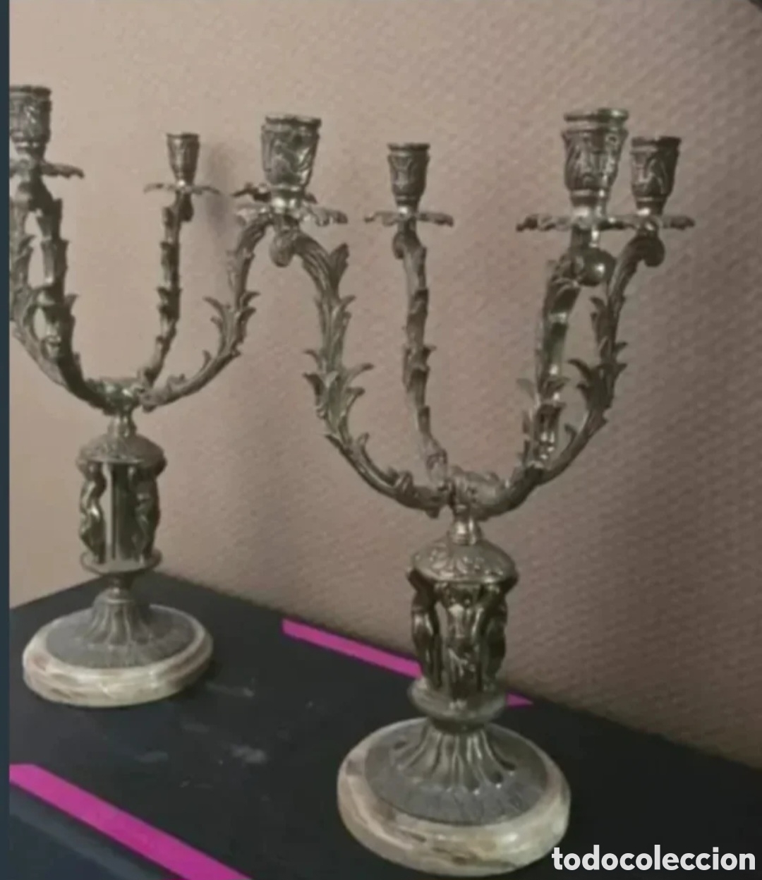 Antig&uuml;edades: Candelabros Bronce y M&aacute;rmol - Foto 2