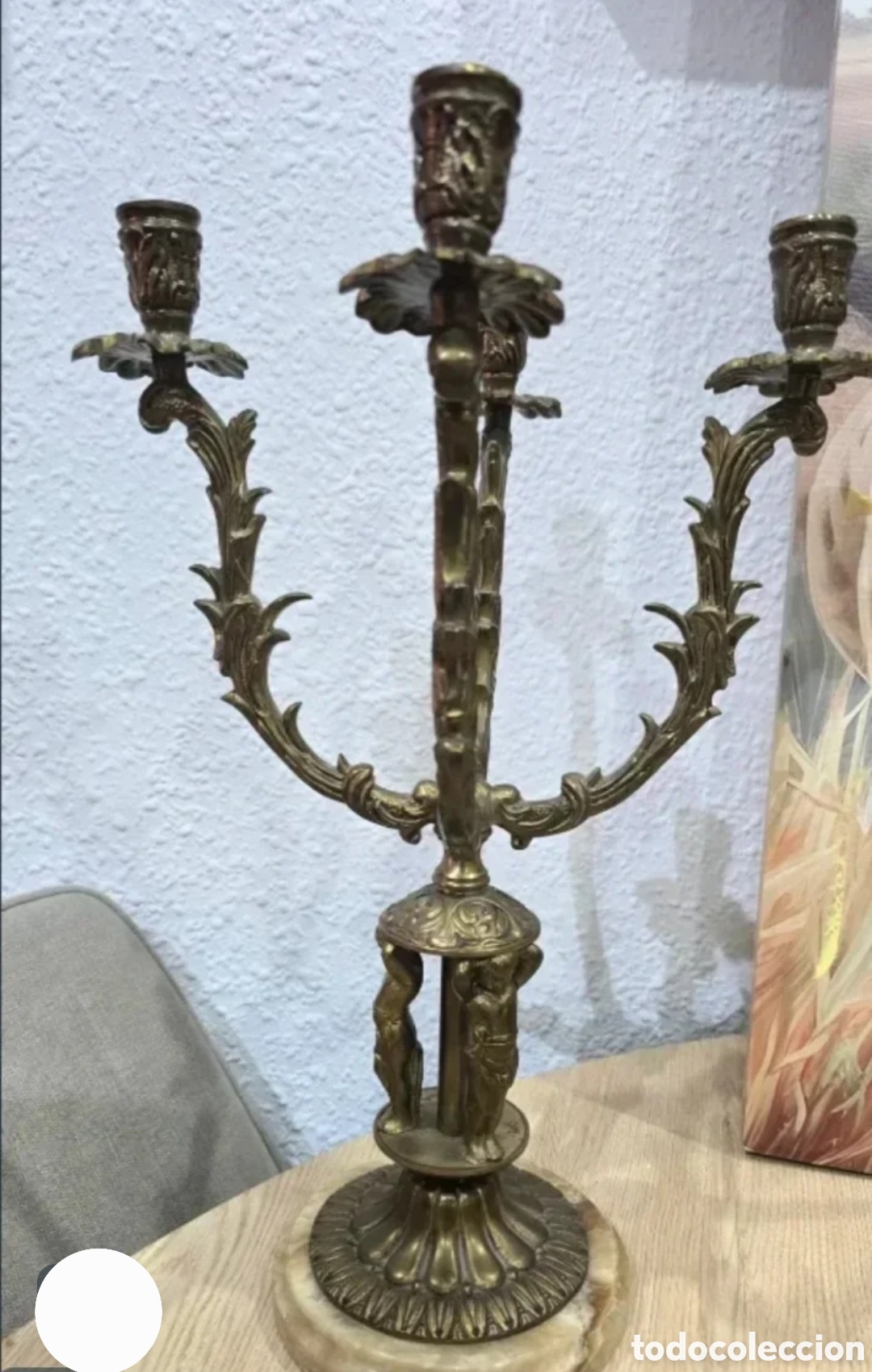 Antig&uuml;edades: Candelabros Bronce y M&aacute;rmol - Foto 1