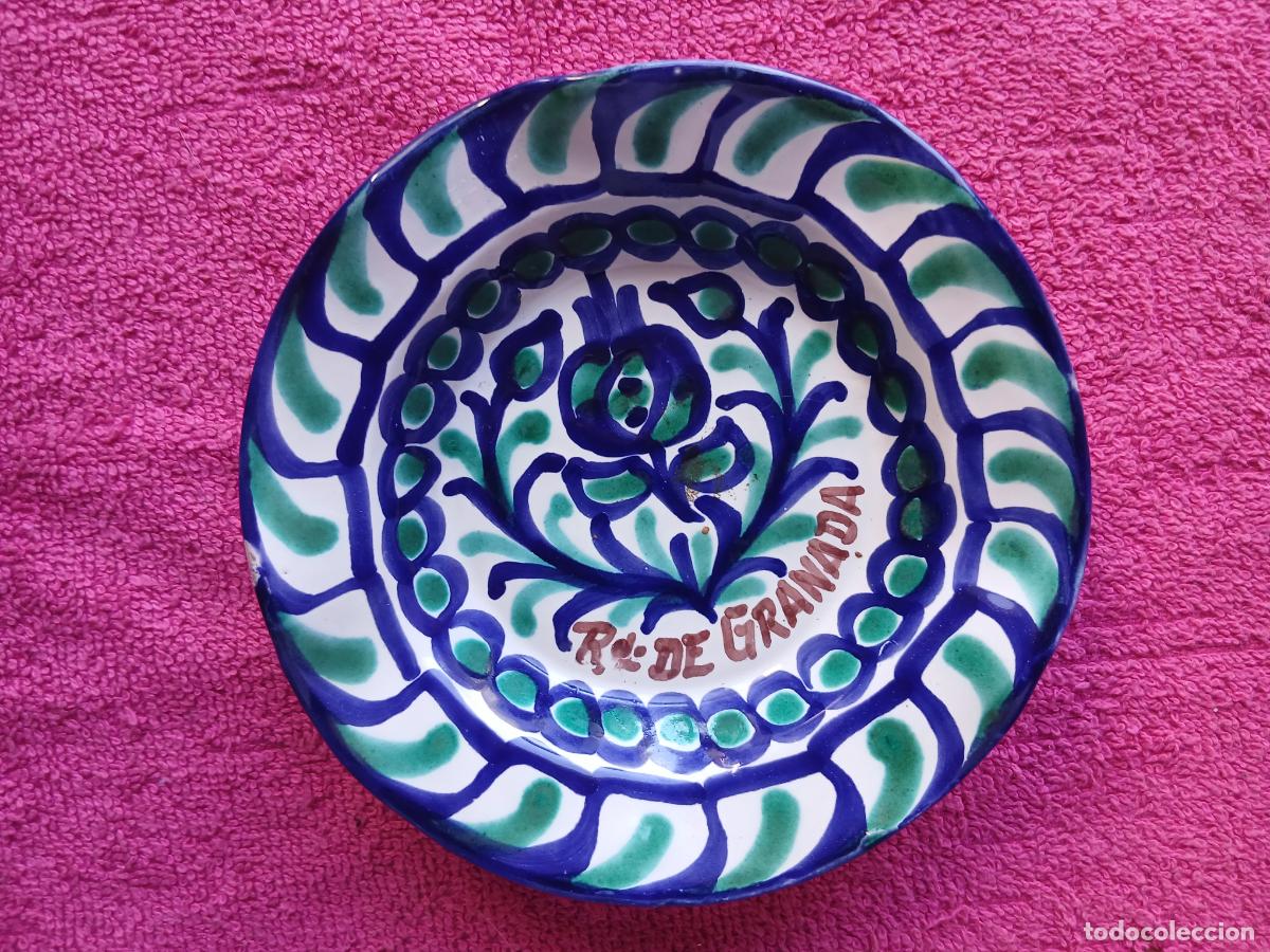 Antig&uuml;edades: plato de cer&aacute;mica de fajalauza recuerdo de granada