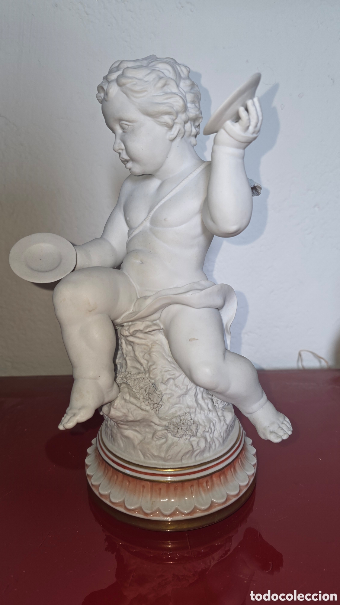 Antig&uuml;edades: Figura angelito porcelana algora