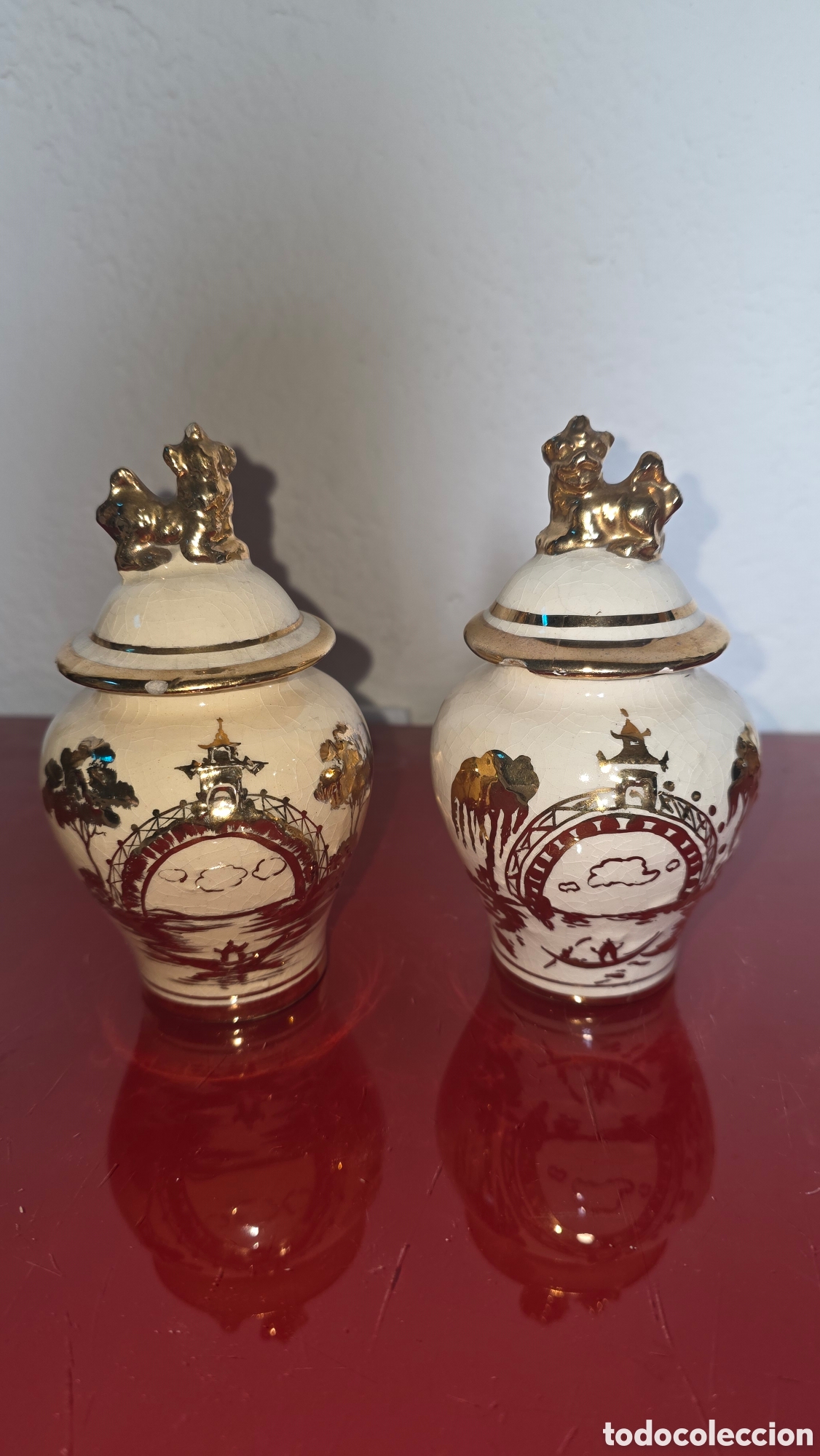 Antig&uuml;edades: Pareja jarrones tibor porcelana Antonio Peyro