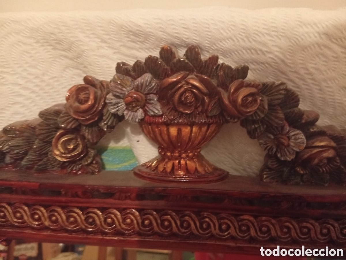 Antig&uuml;edades: Espejo cl&aacute;sico tallado con copete - Foto 4