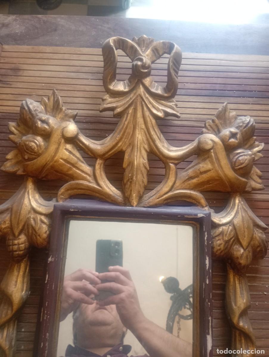 Antig&uuml;edades: Espejo cornucopia tallado madera - Foto 2