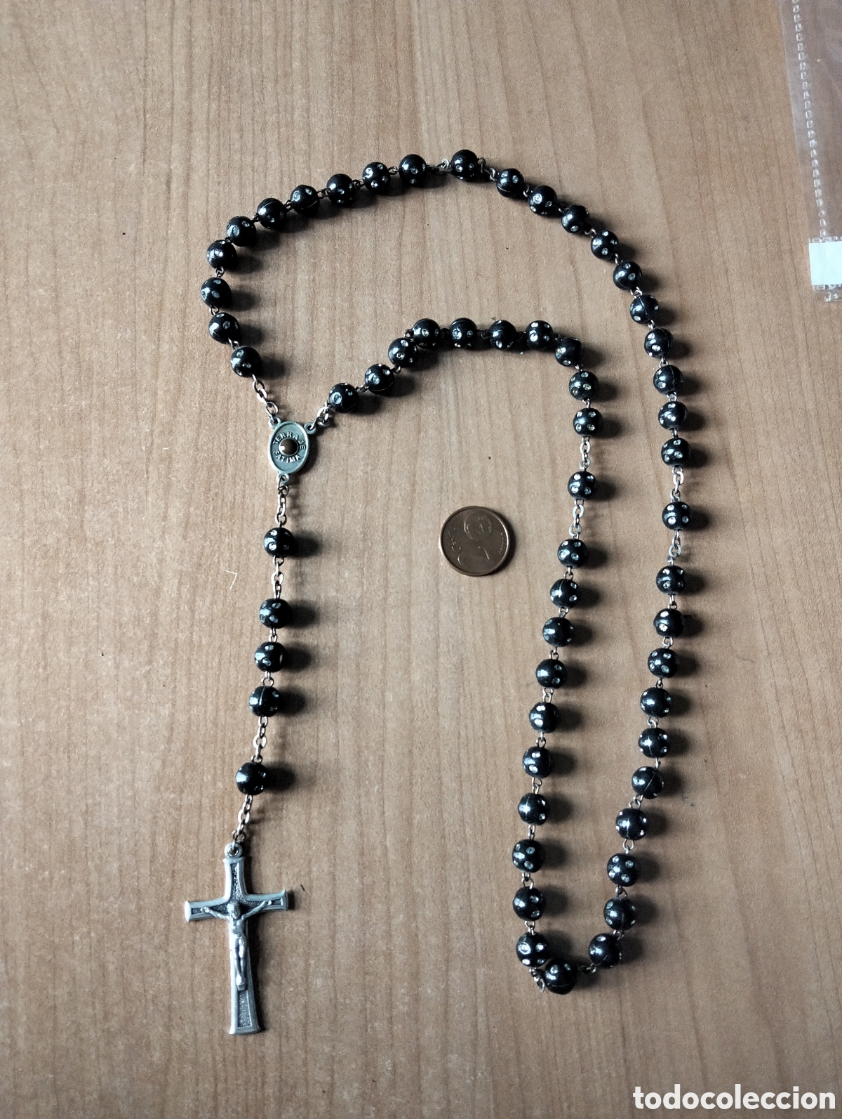 Antig&uuml;edades: Rosario de F&aacute;tima con Reliquia de Tierra Santa (Terra de F&aacute;tima) y Cuentas Negras