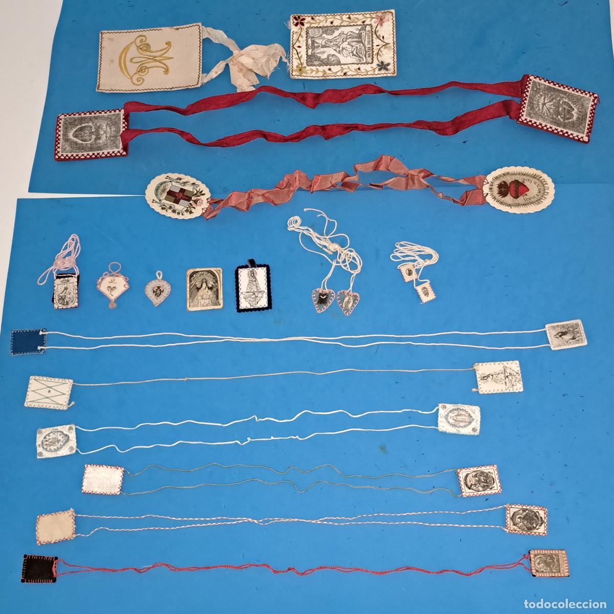 Antig&uuml;edades: LOTE DE 15 ESCAPULARIOS ANTIGUOS