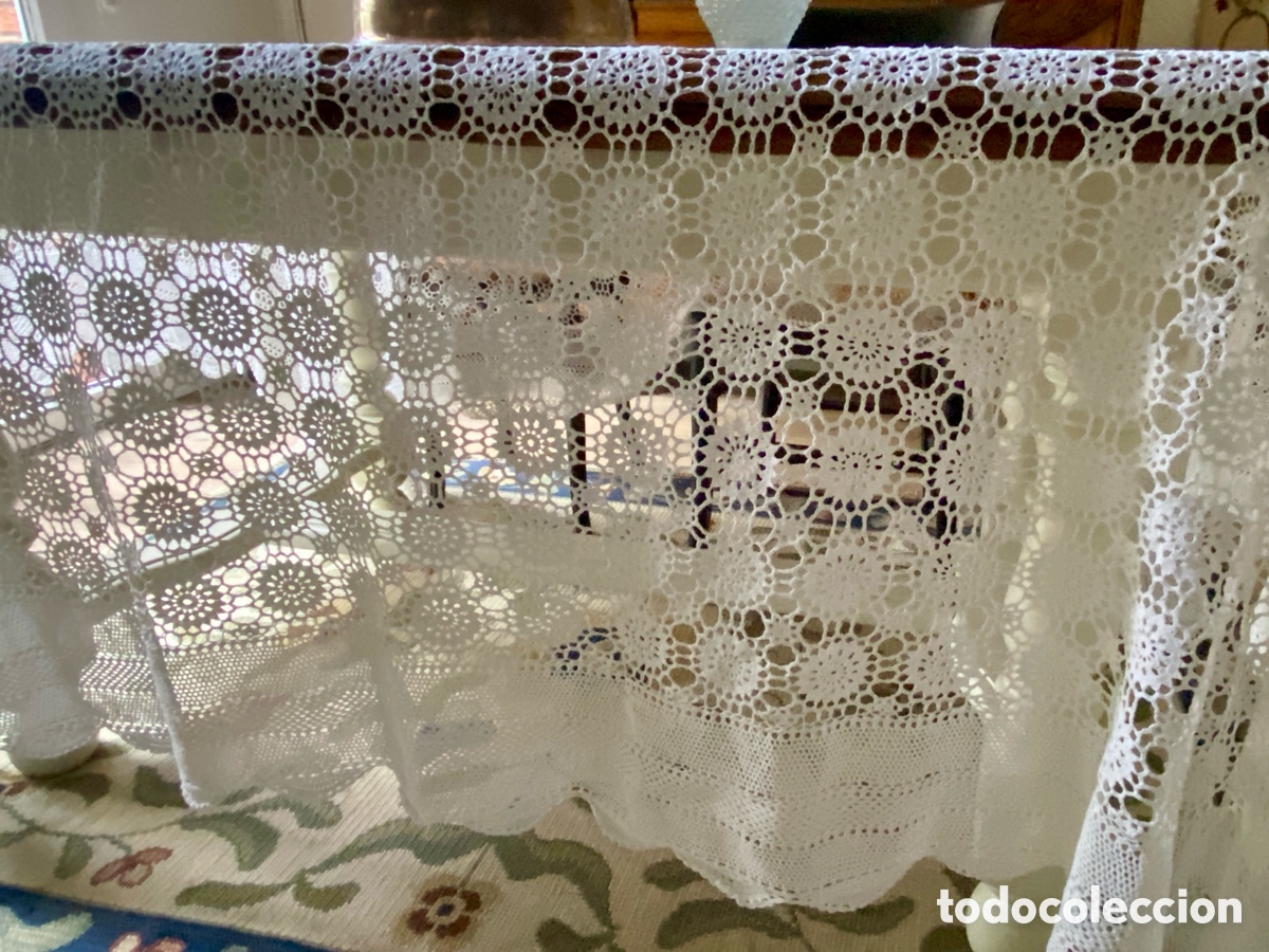 Antig&uuml;edades: Mantel blanco ganchillo vintage - Foto 3