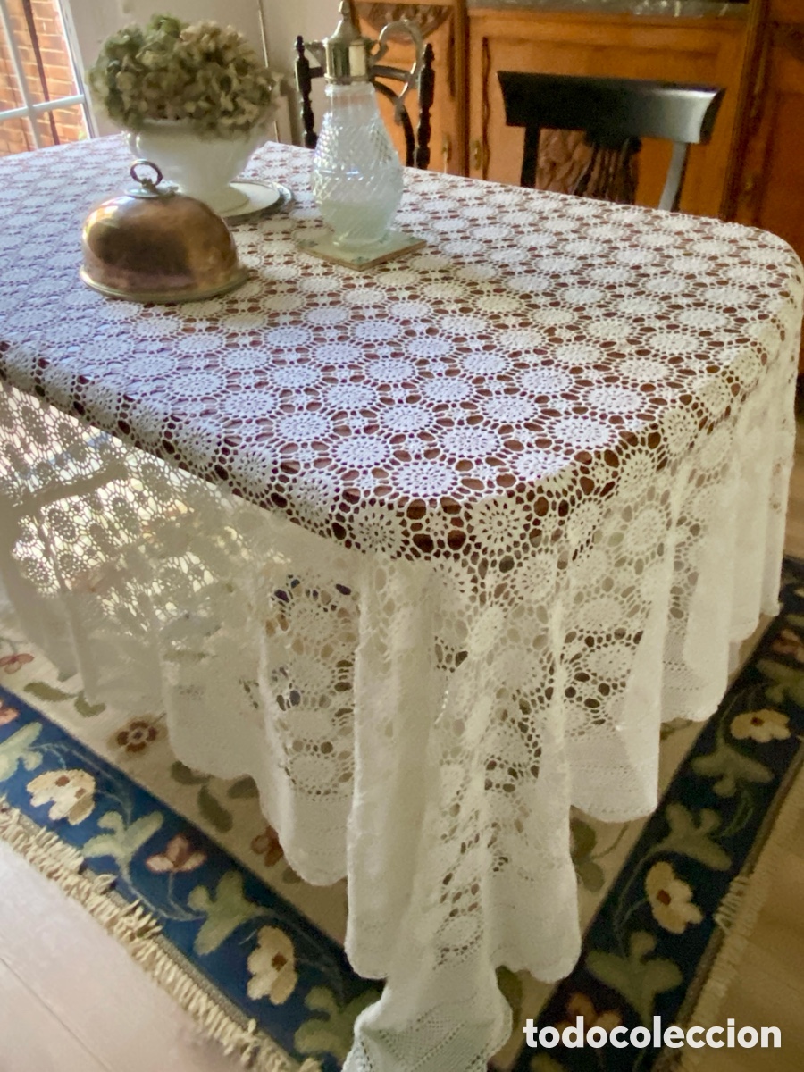 Antig&uuml;edades: Mantel blanco ganchillo vintage