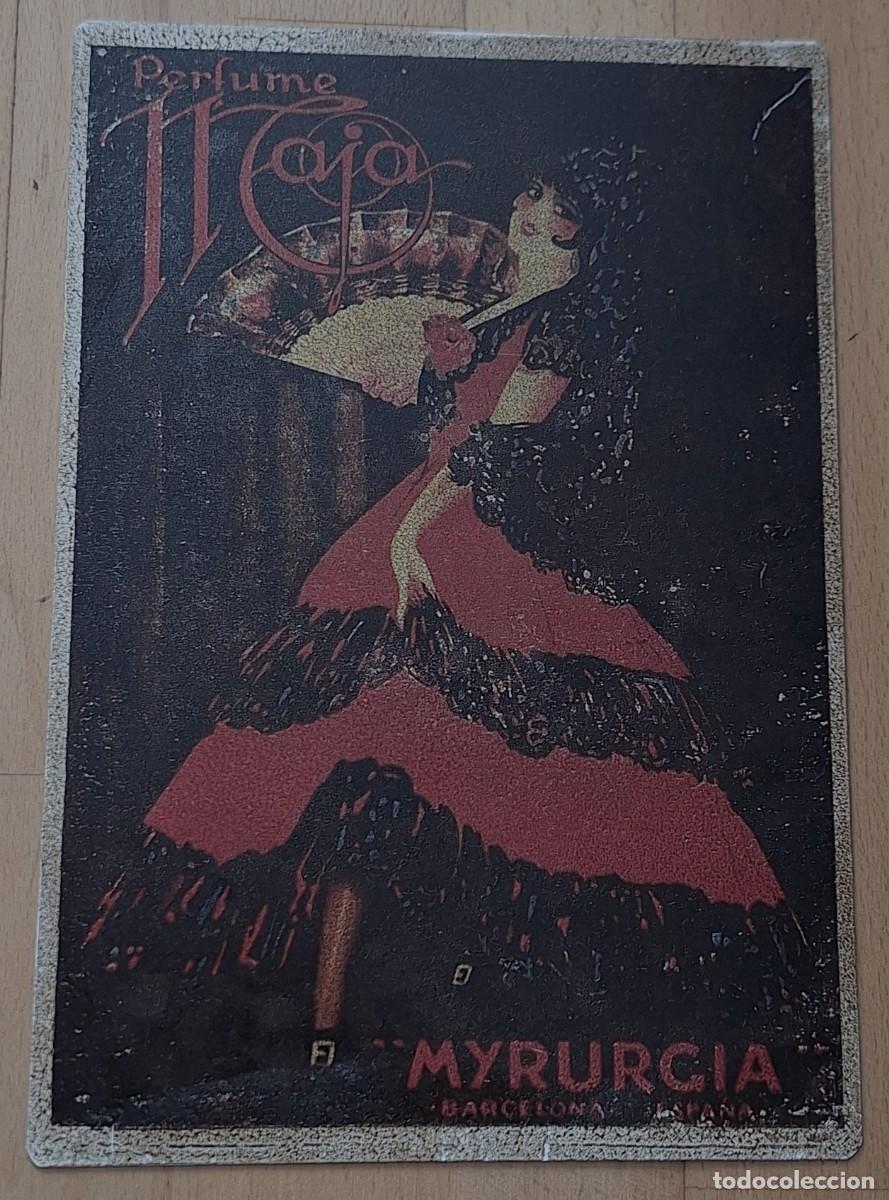 Antig&uuml;edades: ANTIGUA PLACA METALICA 30X20 - PUBLICIDAD PERFUME MAJA - MYRURGIA - PRINCIPIOS SIGLO XX