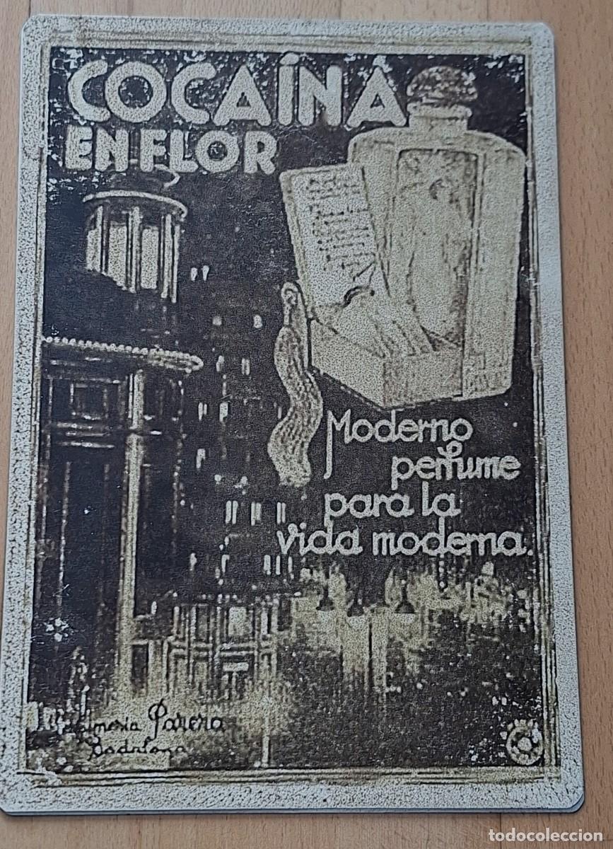 Antig&uuml;edades: ANTIGUA PLACA METALICA 30X20 - PUBLICIDAD PERFUME COCAINA EN FLOR - PARERA - PRINCIPIOS SIGLO XX