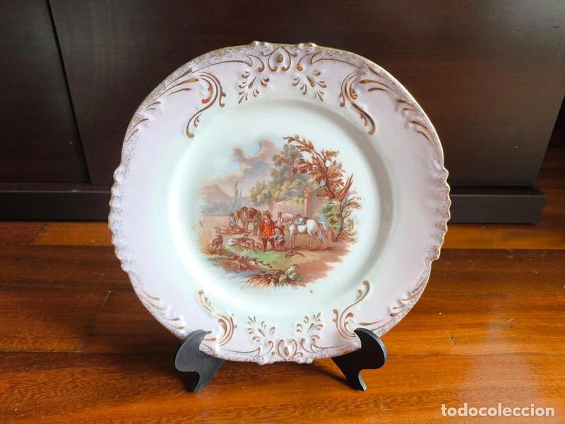 Antig&uuml;edades: Plato Decorativo Porcelana Antiguo Campestre 20cm