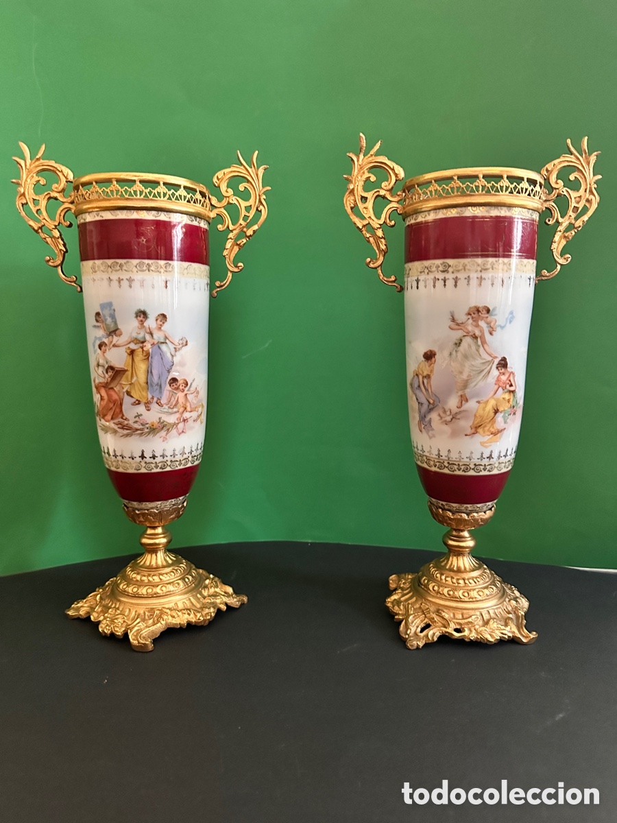 Antig&uuml;edades: Pareja de jarrones Limoges