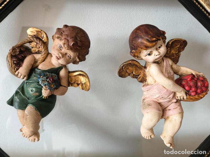 Antig&uuml;edades: Cuadro Querubines Relieve Cl&aacute;sico Marco Octogonal - Foto 2