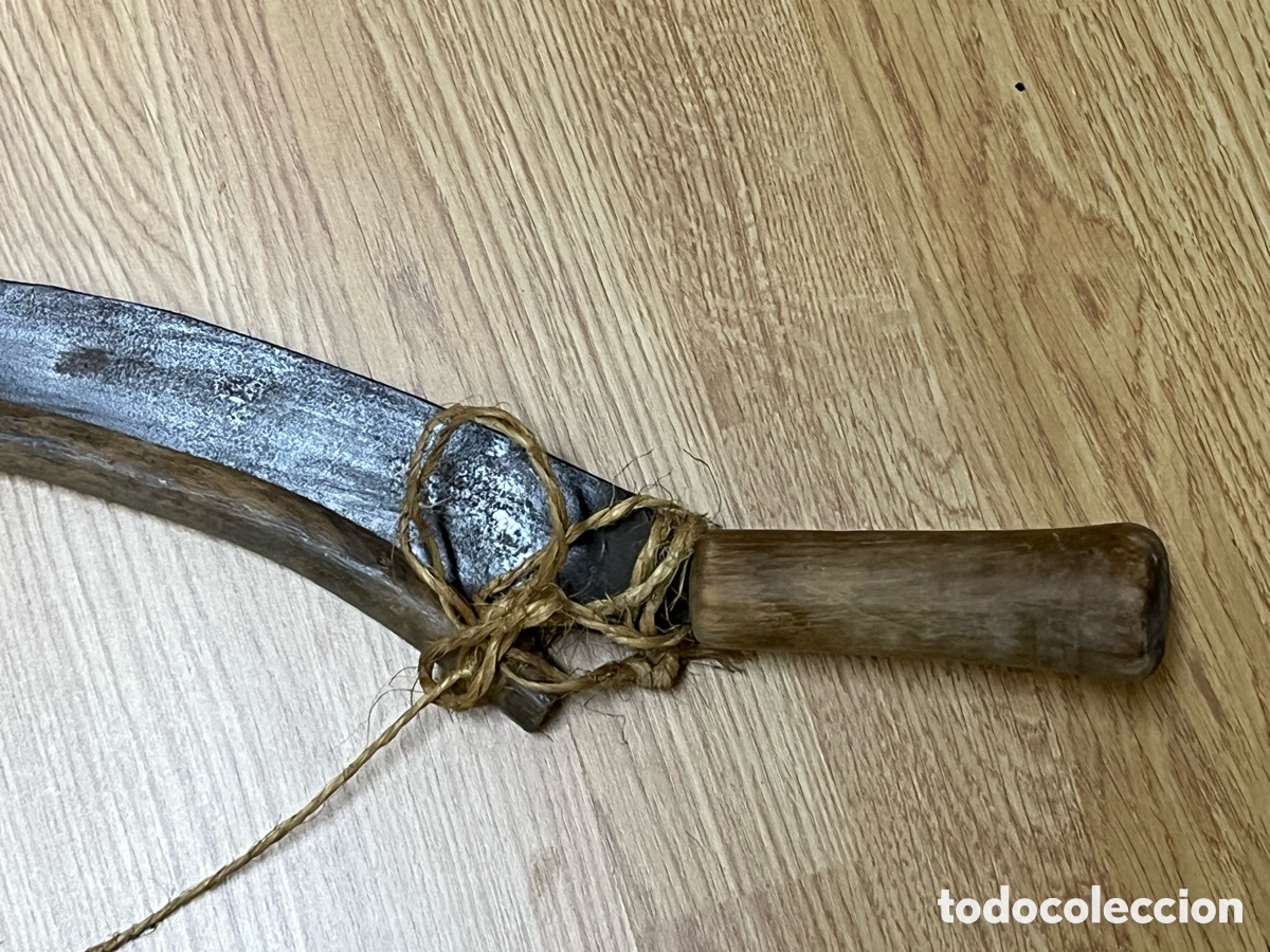 Antig&uuml;edades: Azada antigua de hierro con protector de madera - Foto 6