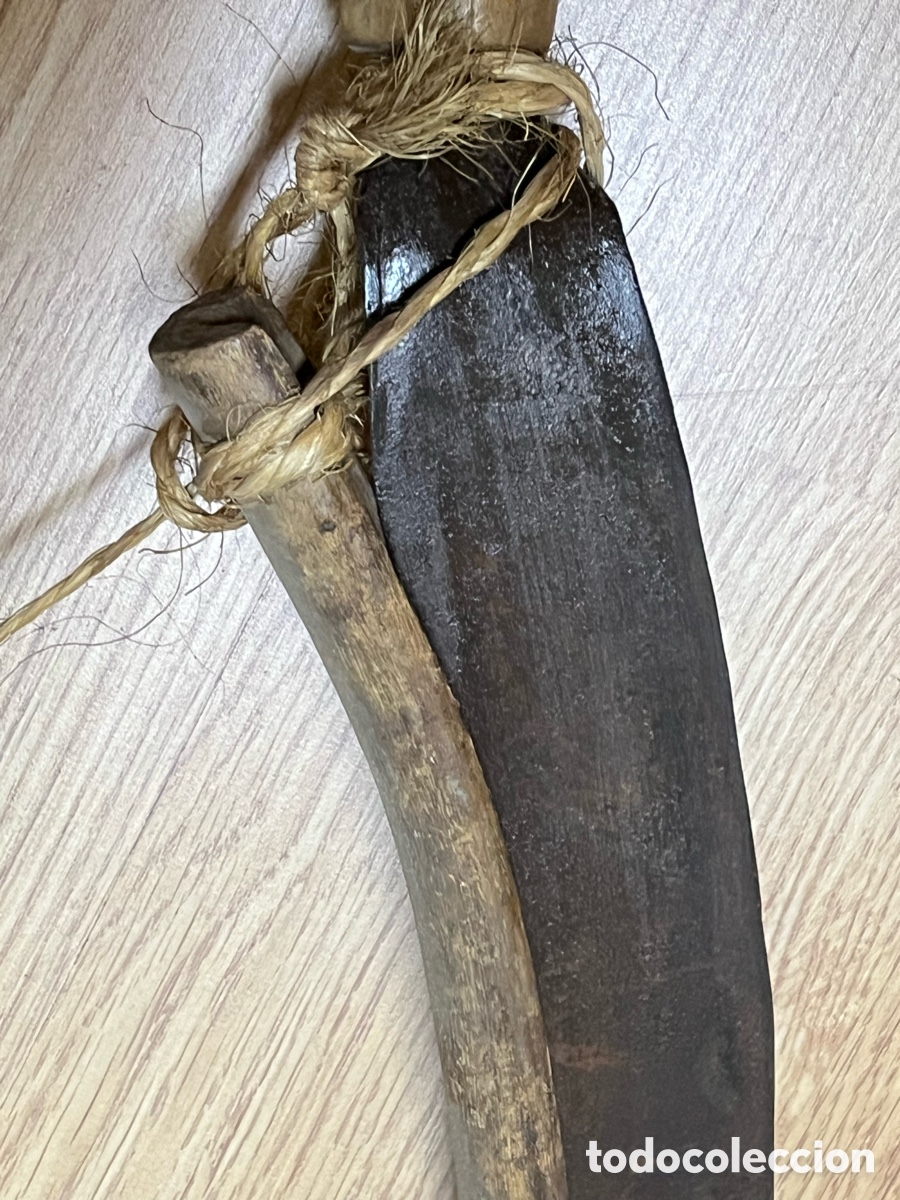 Antig&uuml;edades: Azada antigua de hierro con protector de madera - Foto 16