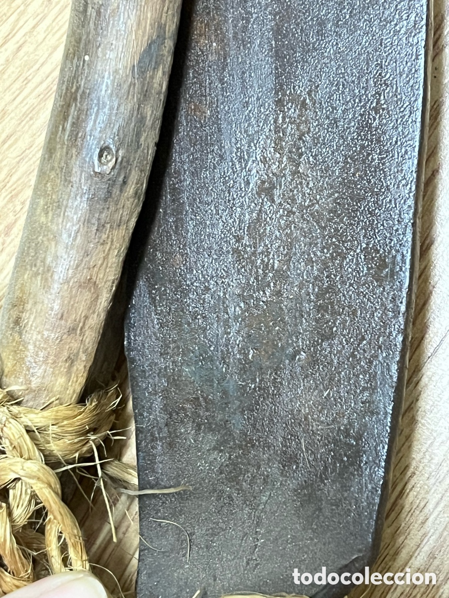 Antig&uuml;edades: Azada antigua de hierro con protector de madera - Foto 23