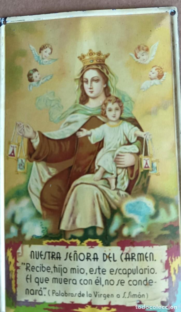 Antig&uuml;edades: Chapa esmaltada NUERTRA SE&Ntilde;ORA DEL CARMEN - Foto 2