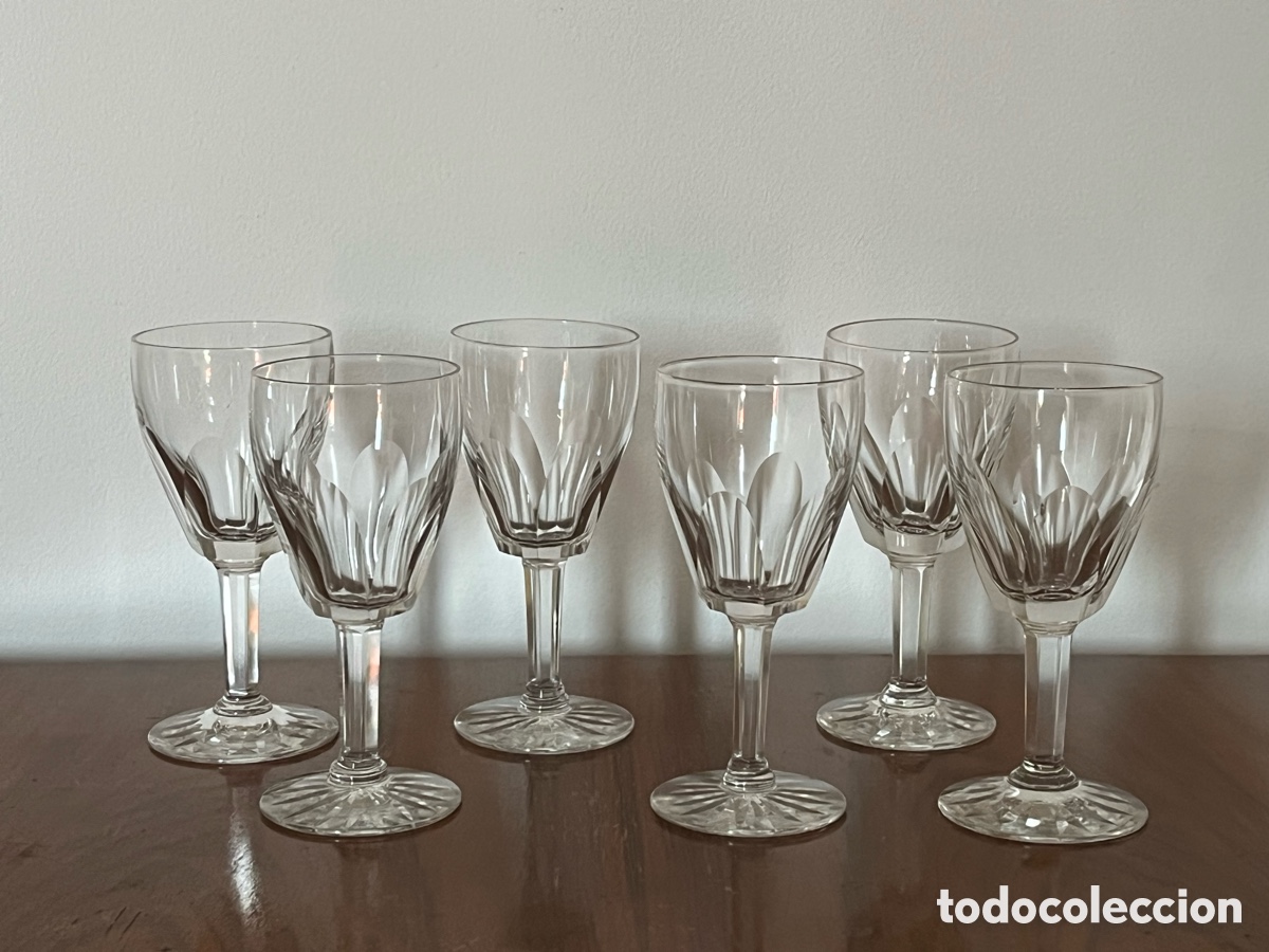 Antig&uuml;edades: JUEGO DE 6 COPAS DE LICOR BACCARAT CRISTAL ANTIGUO MODELO NANCY 11,2 cm ANTERIOR A 1936,