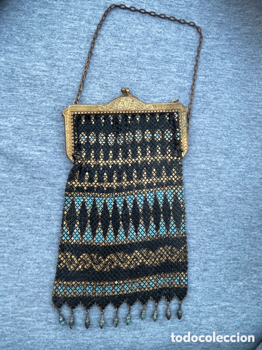 Antig&uuml;edades: Antiguo bolso de malla y esmaltes art dec&oacute;. Mandalian Mfg and Co. A&ntilde;os 20.