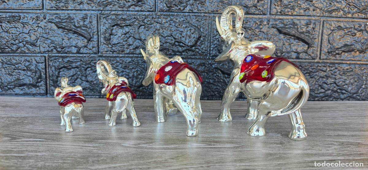 Antig&uuml;edades: Juego Elefantes Plata y cristal - Foto 4