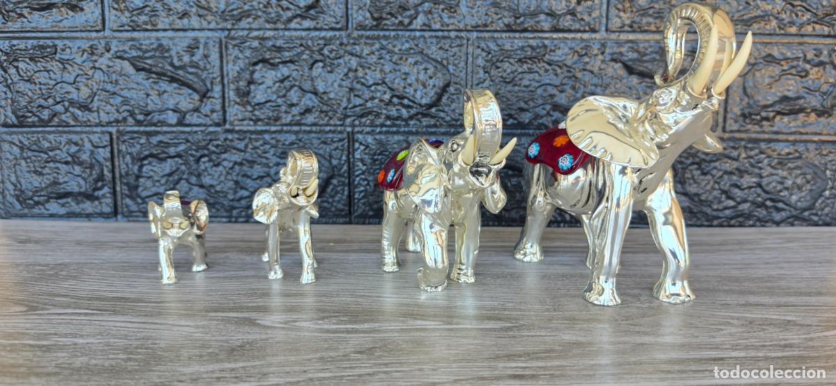 Antig&uuml;edades: Juego Elefantes Plata y cristal - Foto 5