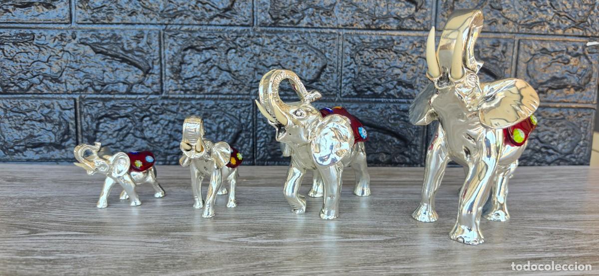 Antig&uuml;edades: Juego Elefantes Plata y cristal - Foto 7