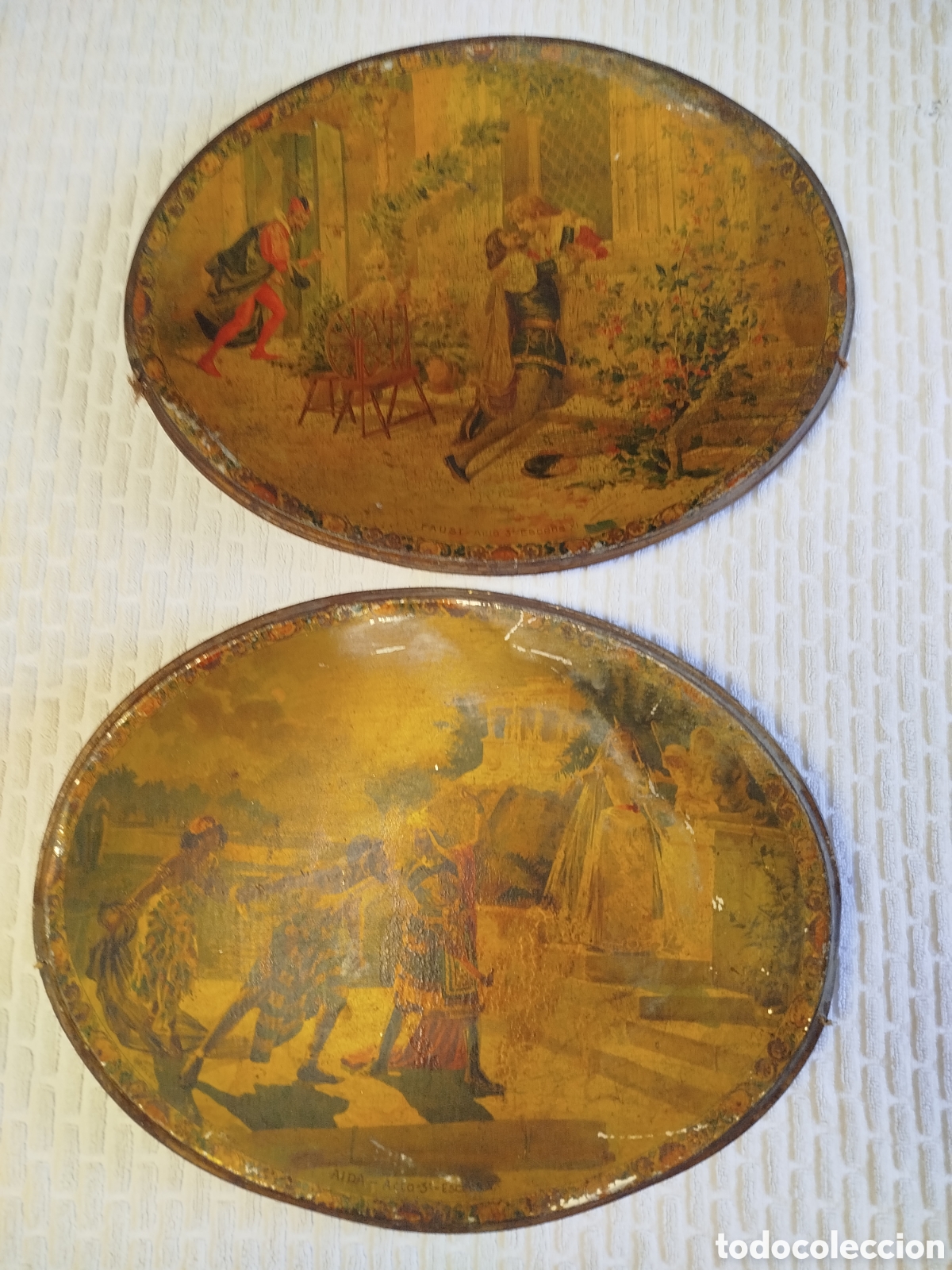 Antig&uuml;edades: Antiguas bandejas de hojalata con publicidad de ROLDOS y CIA. Barcelona a&ntilde;os 1920. Firmadas.